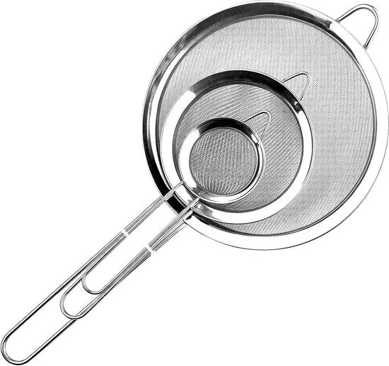 Set di 3 setaccia per cibo da cucina in acciaio inossidabile - 19/25/36 cm - con maniglia - setaccia per farina per alimenti e verdure - centrifuga per salse - setaccia per paste - zinco Vergiet