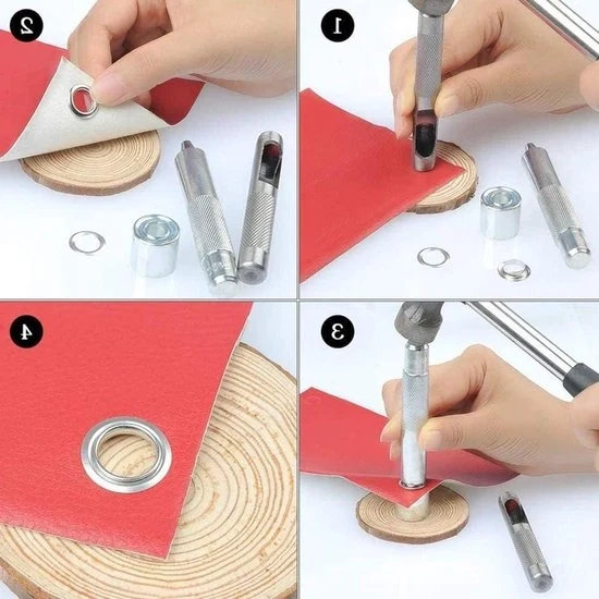 Kit di attrezzi per grommet in argento - 100 set di occhielli con scatola di conservazione (diametro interno 12mm)