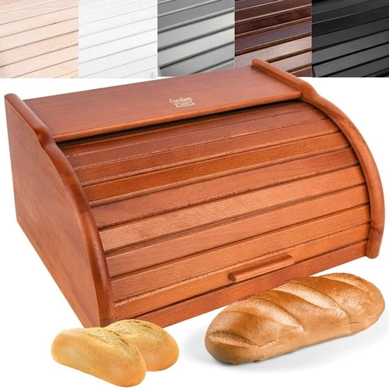 Contenitore per Pane in Legno di Quercia - Conserva il Pane Fresco - Organizza la Tua Cucina - 1 pezzo