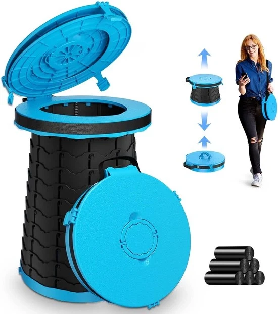 Campingtoilet XXL opvougbile - regolabile e pratico - blu
