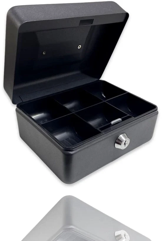Cassa di Deposito Metallica con Chiusura - Sicurezza e Archiviazione - Nero - 15 cm