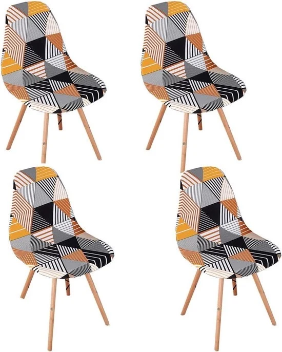 Housse per sedie da pranzo scandinave - Stretch, Universale - 4 pezzi - Strisce a tre angoli