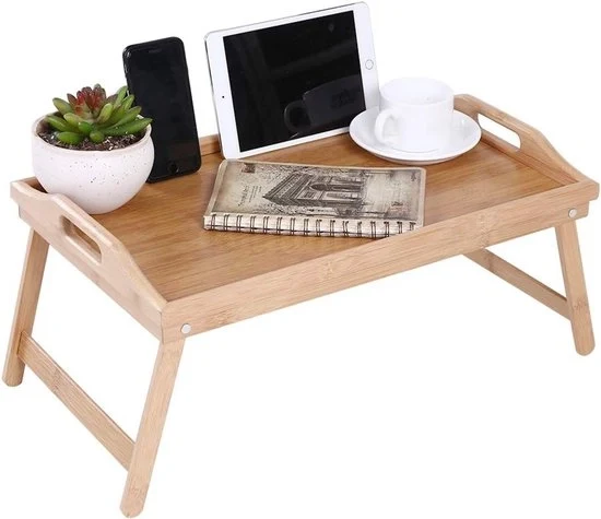 Tavolo da lavoro con cassetta in bambù - Pieghevoli gambe - Portatile - 1 pezzo - 50 cm