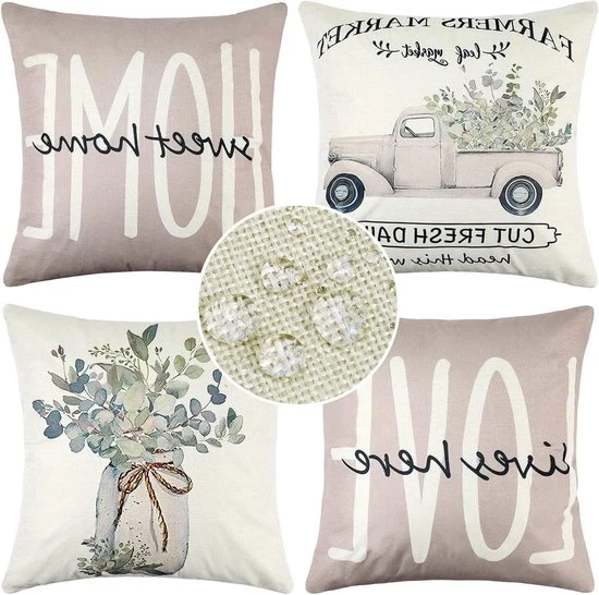 Set di cuscini copritappeto acqua impermeabile - decorativo e funzionale - confezione da 4 - verde - lino - 40 x 40 cm