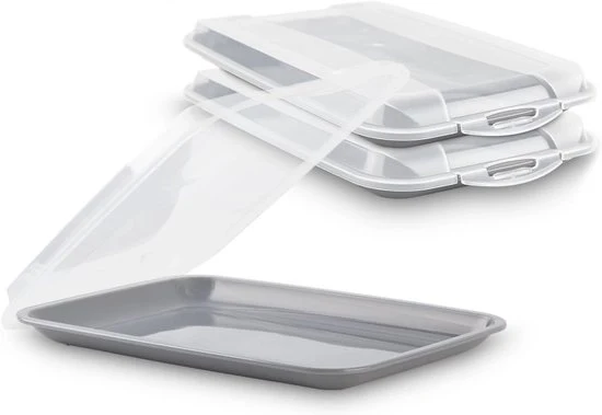 Set di 3 Scatole di Conservazione per Carne e Formaggio, BPA- Libero, Stacking, per Frigorifero, Congelatore e Microonde