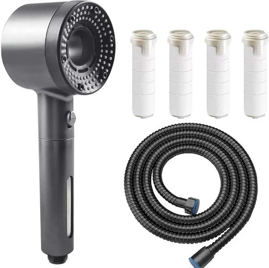 Douchekop universale con tubo - alta pressione anticarbonatazione - 1,5 m - grigio