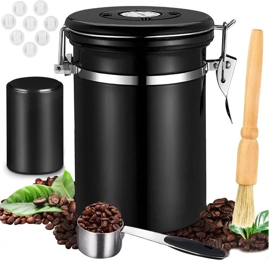 Caffettiera aereostatica - conservazione delle fave di caffè - 1,8L - nero