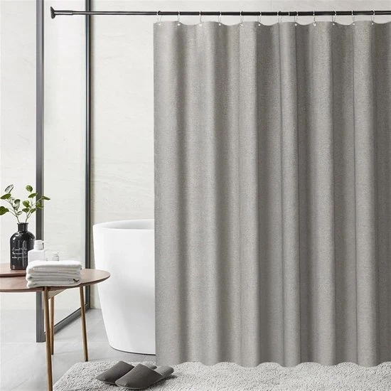 Douchegordijn impermeabile - decorazione moderna per la stanza da bagno - 1 pezzo - grigio - lino - 128 x 180 cm