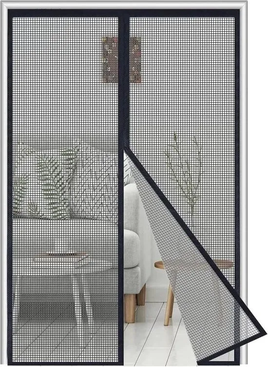 Muggennet con Porta Magnetica - Tende a Vela - 100x220 cm - Nero - Fibra Ottica