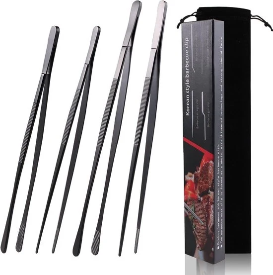 Punti da cucina e ganci - 4 pezzi - Acciaio inossidabile - 30,5 cm e 25,5 cm - Nero