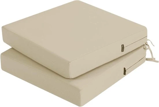 Cuscini per Esterno in Beige - Acqua Impermeabile - Set da 2 - 50 x 50 cm