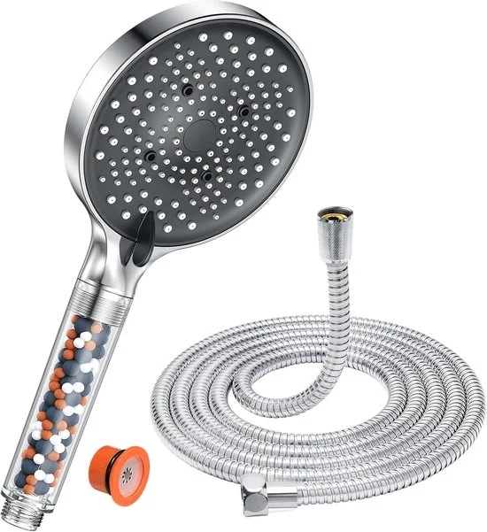 Douchekop idroregolatore con tubo - doccia a pioggia 6 tipi di getto - cromato