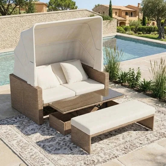 Ombrellone da giardino - Regolabile - Ombrello da esterno - Struttura in alluminio - Impermeabile