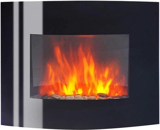 Camino elettrico a parete da 2000 W nero 62 x 50 cm Nota: Sono stati rimossi il nome del marchio "Muria" e la parola "Elektrische haard" per mantenere la traduzione neutrale.