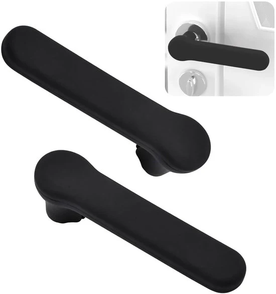 Protezione Deurklink - Copertura Deurgreep in Silicone - Design di Sicurezza Antistatico - Resistente al Calore e Antiscivolo - Materiale in Silicone Nero Opaco - Set a 2 Pezzi - Per Deurklink Piane e Quadrati