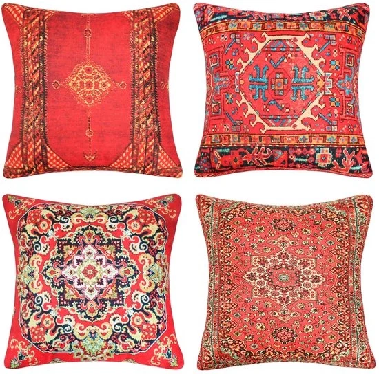 Set di cuscini decorativi - 4 pezzi - Lino di cotone - 45x45 cm