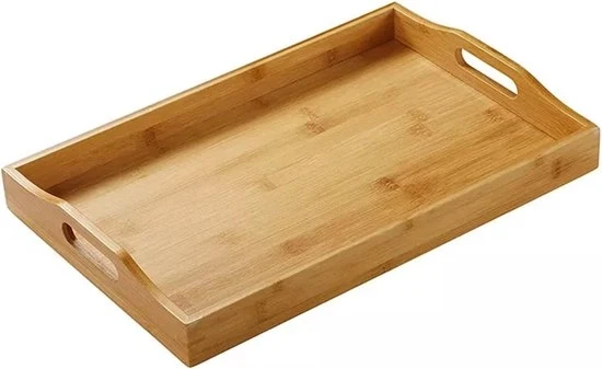 Dishiera in Legno con Manico - Tavola da Colazione Moderna - 1 Pezzo - 38 x 25 x 5 CM