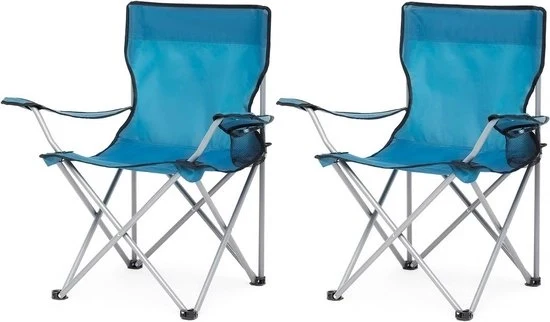 Sedia da Campeggio Oxford in Tessuto Blu, Set a 2 Pezzi - Unico Taglio