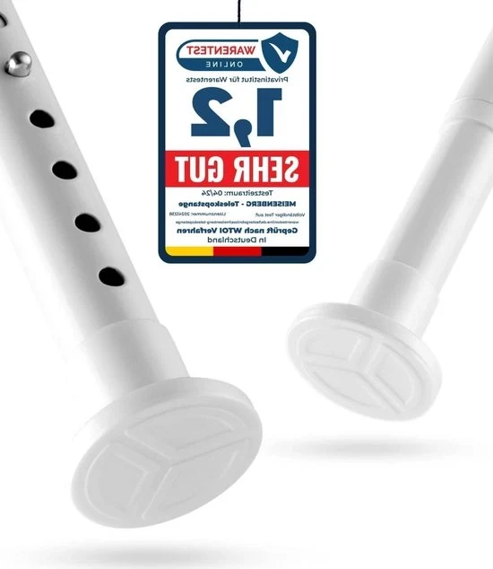 Stang per tenda doccia 110-160 cm bianca estensibile - Stang per tende pesanti robusta per bagno - Maniglia per tenda doccia Ø25 mm acciaio inossidabile estensibile