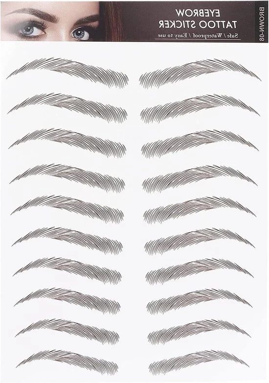 Tatuaggio Sticker per sopracciglia Professionale Sticker trasferibile idrorepellente Strumento per trucco per donne e ragazze (Bruno)(BRUIN-08)