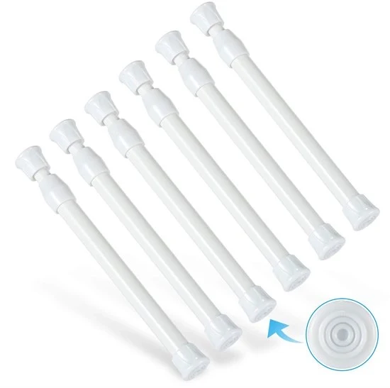 Maniglie per tende - Senza forare - 6 pezzi - Bianco - Regolabili