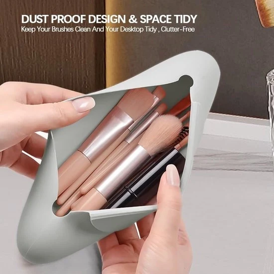 Supporto per Pennello per Trucco - Organizza e Proteggi - Grigio