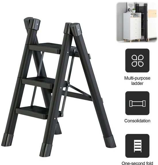 Scala Opvougbile Portatile per Cucina con Struttura in Alluminio