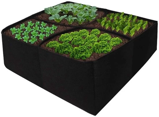 Letto per Giardino 4 Compartimenti - Sacche per Coltivazione - Piumino Sostenibile - Riciclabile - 61x61x31cm - Adatto per Verdure e Fiori - Sacca per Coltivazione