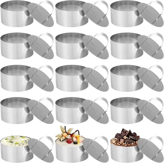 Desserterighe e Dinerringhe - Presentazione Perfetta in Tutti i Momenti - 16 Pezzi - Acciaio Inossidabile - 8 cm
