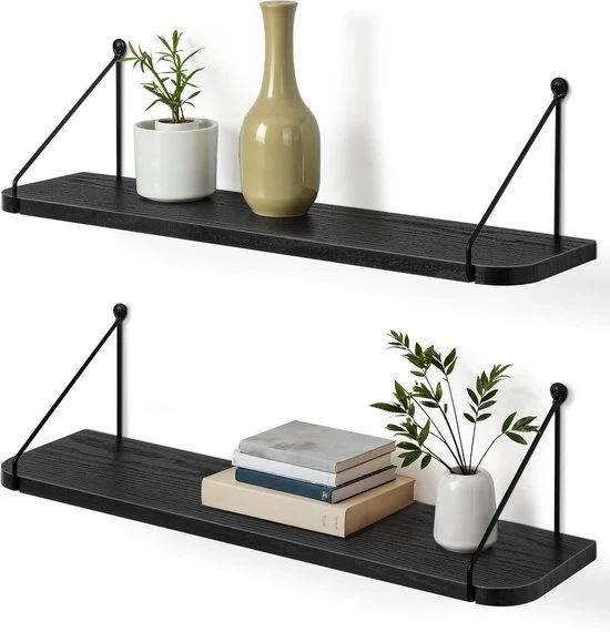 Pannello di parete in legno moderno - 60 cm - Nero - Metallo