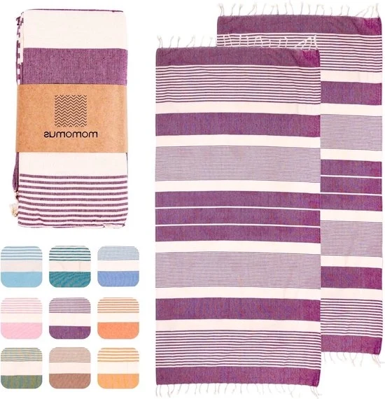Set di lenzuola XL a strisce - Cotone - 2 pezzi - Blu - 90 x 180 cm