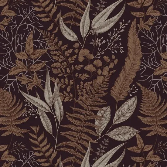 Tappeto da parete autoadesivo - disegno tropicale - 41 cm x 3 m - foglie verdi - marrone