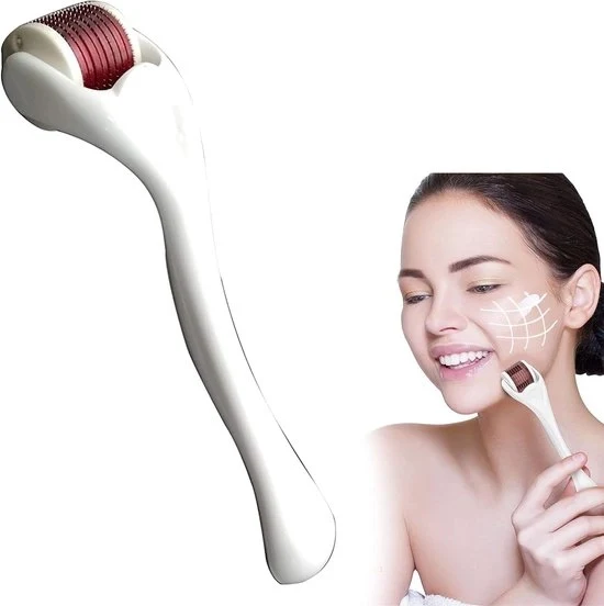 Kit per la crescita del baffo - 0,5 mm - Bianco/Rosso - Rullo dermico - Kit per la crescita del baffo