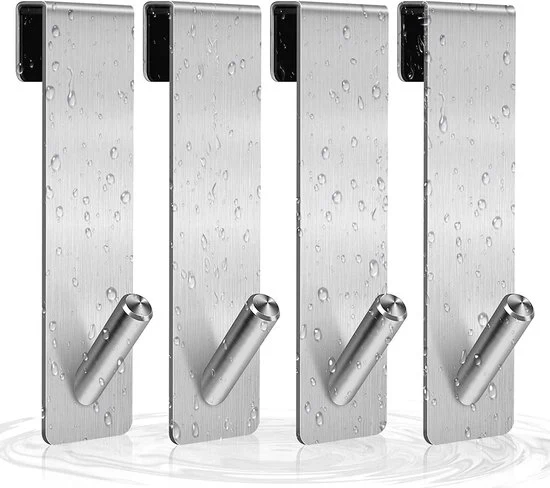 Set di uncini a douché - acciaio inossidabile - 4 pezzi - argento - 17,8cm
