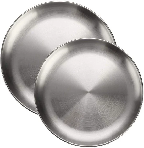 Set di Scodelle in Acciaio Inossidabile - Barbecue, Torta, Tavola da Servizio - Set a 2 pezzi - 20 cm e 23 cm