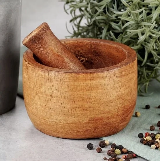 Mortello per spezie in legno – Tradizionale macinatore di spezie