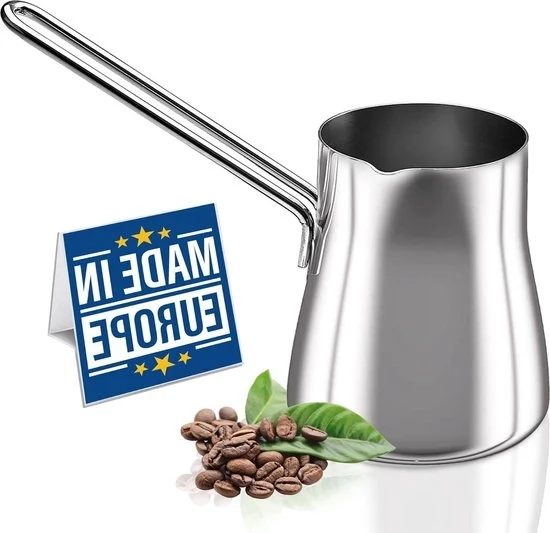 Caffettiera premium in acciaio inossidabile 18/10 445 ml - accessori per cucina - thezziere per pentola a fuoco lento - caldaia per latte - Cezve - Briki - riscaldatore per cioccolato e burro.