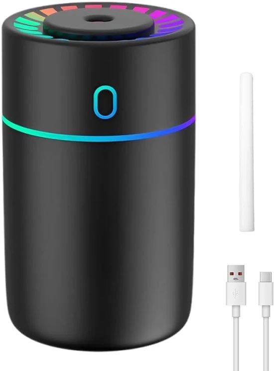 Ventilatore di aria per auto con illuminazione colorata e connessione USB - 2 modi, spegnimento automatico - per auto, ufficio, camera da letto