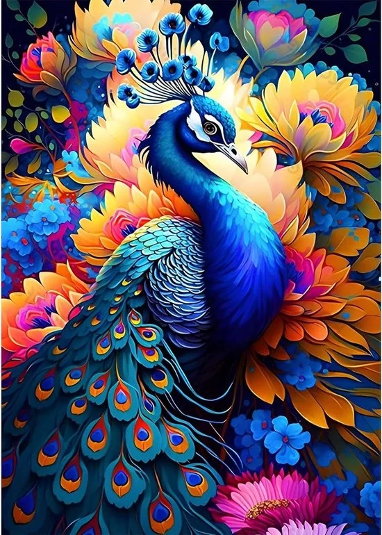 Kit di pittura con diamanti 5D - Fiori Pappagallo Arcobaleno Immagine d'arte con diamanti per adulti - Decorazione per la parete - 30x40cm pittura con diamanti