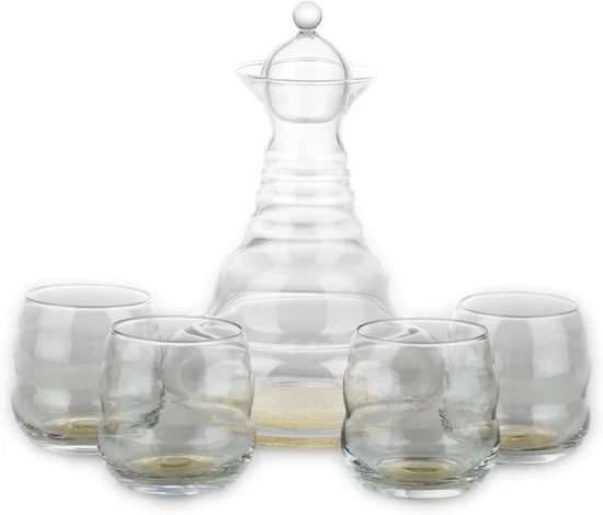 Set elegante carafe con bicchieri - 1,3 l - oro - set di vetro