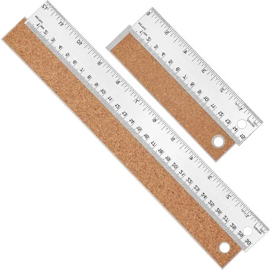 Set di Linea Metallica - Linea Metallizzata Imperiale Metrica, Supporto Antiscivolo in Gomma - Previene Le Gocce di Inchiostro - Ideale per Scuola e Ufficio
