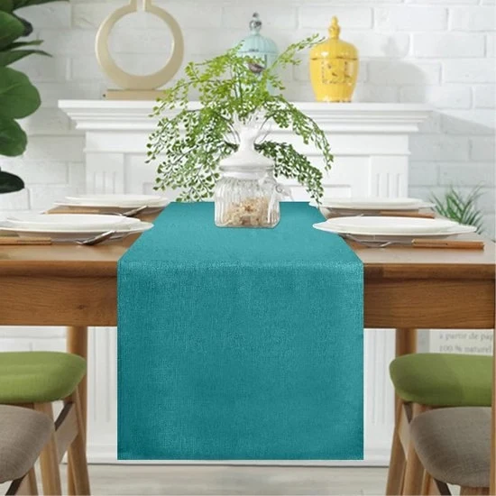 Tappeto da tavolo - Tappeto da tavolo con laccio - Decorazione da festa - Impermeabile - 40 x 180 cm - Blu turquesa