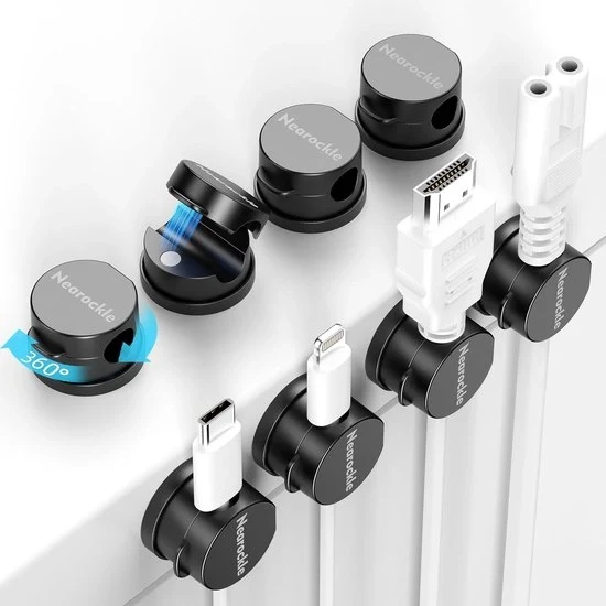 Oggetti di fissaggio cavo magnetici - Gestione cavi - 8 pezzi - Nero
