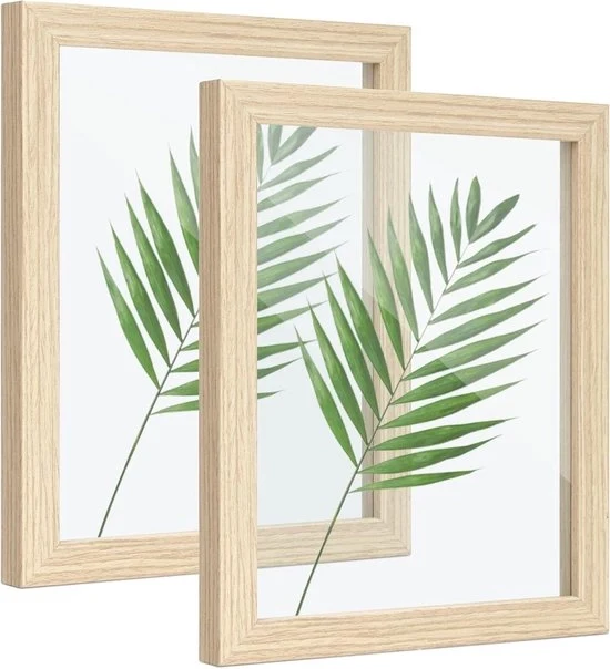 Set di cornice floreale oscillante da 2 - Legno di quercia - 10x8 cm
