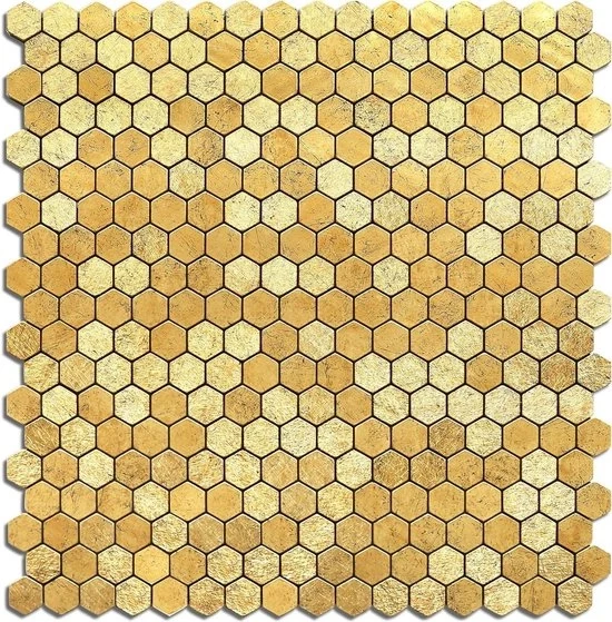 Tegoli da parete 3D autofissanti - Metallic oro - Resistente al calore - Penny a sei punte - 10 fogli