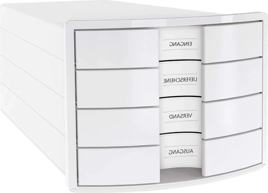 Cassafuochi 2.0 - 4 sloti chiusi - DIN A4/C4 - display per testo - blocco di estrazione - piedini in gomma - qualità premium - 1012-12 bianco Cassafuoco