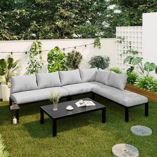 Set di mobili da giardino - Fissi in acciaio - Rimovibili - Modulare - 6 posti a sedere