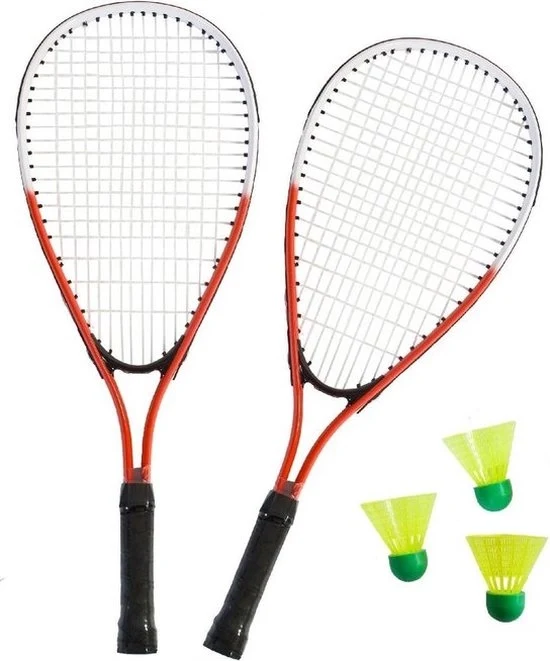 Set di partenza per badminton veloce - inclusivo 2 racchette, 3 speeder, tasca per luci speed, rete di badminton