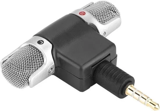 Microfono Stereo Digitale Mini con Jack 3,5mm - Microfono Esterno Portatile Wireless Professionale con Angolo Regolabile per Smartphone PC e Registratore