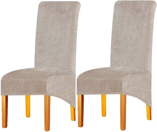 Sostegni per sedie da pranzo - stoffa elastica in velluto - set da 2 - camel
